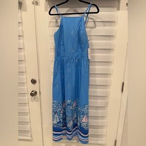 Lilly Pulitzer Lunar Blue Cotton Halter Dress